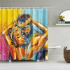 Cortinas de ducha de baño con diseño artístico de Graffiti para mujer, chica negra Afro americana, poliéster impermeable con ganchos