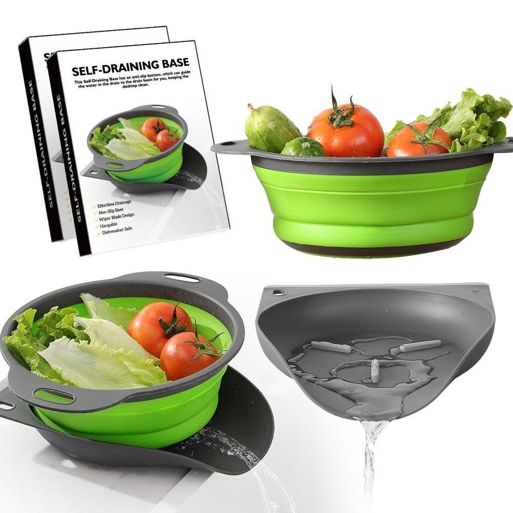 Large Collapsible Colander PP TPR Over-Sink Side Drain Food Strainer Nested Design Water Draining Base for Edge of Kitchen Sink