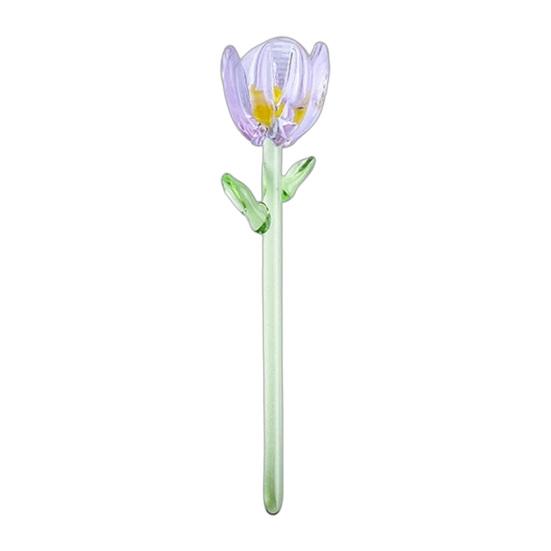 Mini Glass Flower Ornament Handmade Colored Glass Flower Miniature Collectible Tiny Flower Decoration for Table Centerpiece Bookshelves Micro