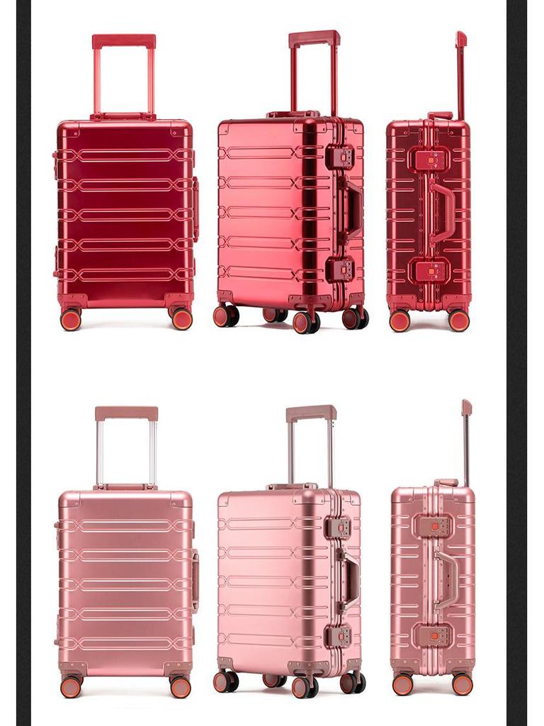 Aluminum-Magnesium Alloy Suitcase with Universal Wheels, 20/24/28-inch