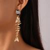 Gothic Fish Bone Earrings Exaggerate Geometric Drop Earrings Personality Earrings  Hollowen