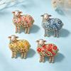 1Pcs Rose-Flower Sheep Brooches For Women Unisex 4-Color Rhinestone Year Of The Goat Animal Party Office Brooch Pin Gifts