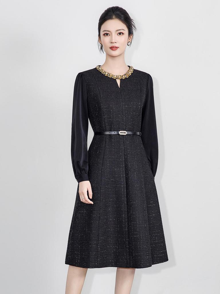High-End Lurex Tweed Autumn/Winter Banquet Gown Dress - Nanyou Collection