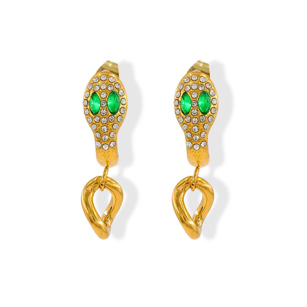 Luxury Green Eye Snake Pearl Hoop Earrings