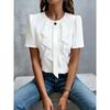 2026 New Women's Summer Ruffled Pleated Round Neck Short Sleeve Shirt Top