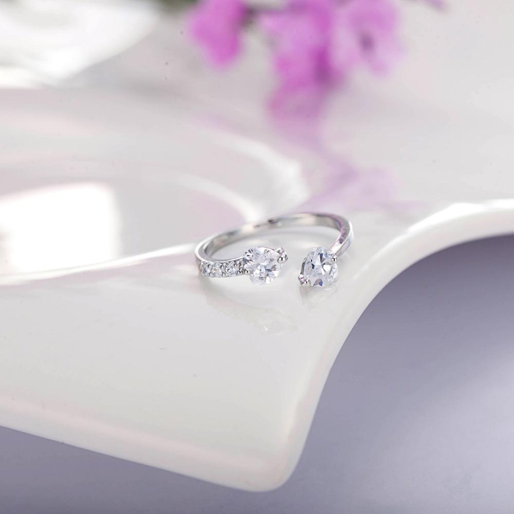 Adjustable Double Heart Ring Necklace Aluminum Alloy/Silver/Zirconium Silver Color Minimalist Fashion Jewelry Couple Gift