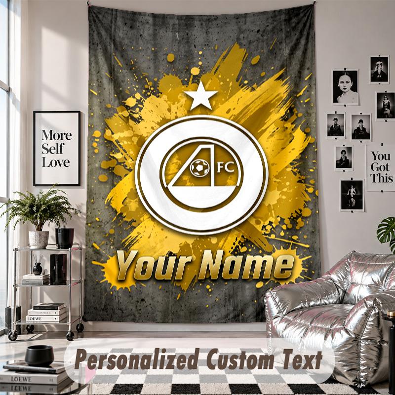 Custom Tapestry Wall Hanging, Aberdeen FC Personalized Name Text Home Wall Decor