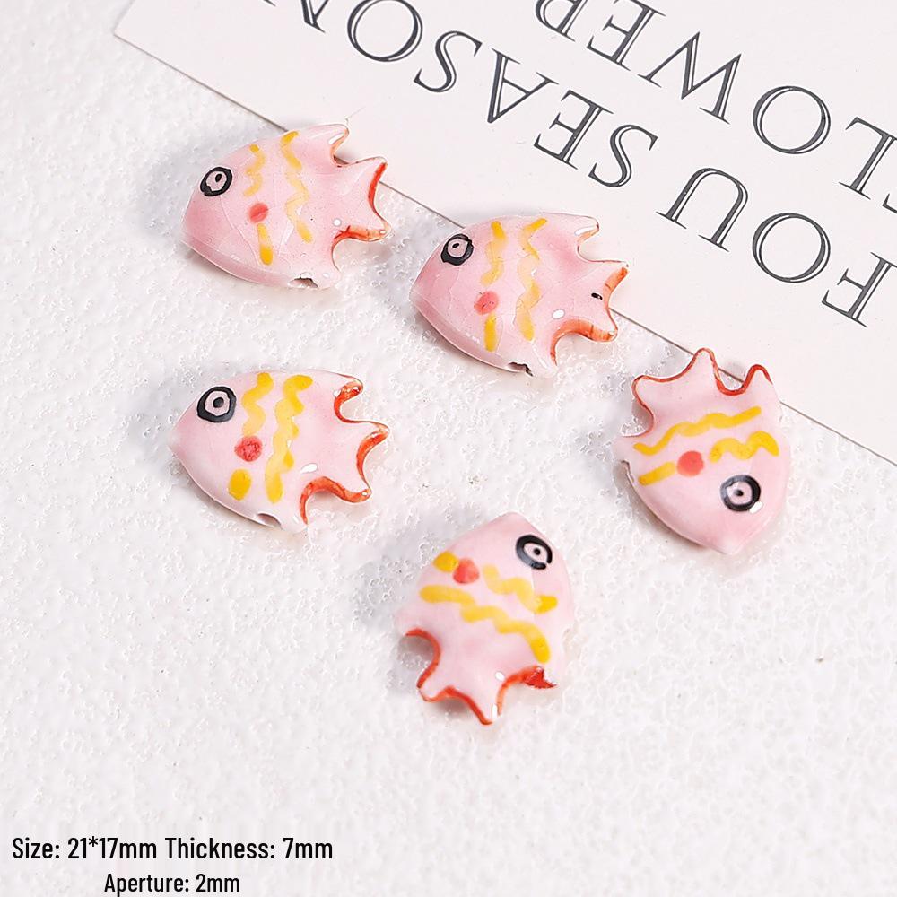 Hand-Painted Ocean Ceramic Beads: Tropical Fish, Starfish, and Seashell Shapes for DIY Jewelry