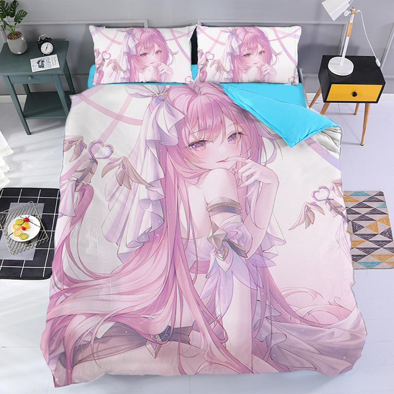 Anime Elysia Bedding Sets Japanese Anime Two-Dimensional Girl Duvet Cover Set Kawaii Sexy Girl Quilt Cover 2/3Pcs