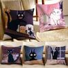 Cute Cat J-Jiji Pillow Case Anti-dustmite Pillowcase Invisible Zipper Silky Short Plush Sofa Cushion Cover