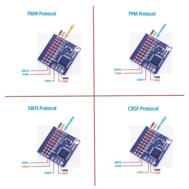 Receiver Protocol Adapter for FPV Drones Enabling CRSF To SBUS PPM Conversion with 4-18V Wide Input