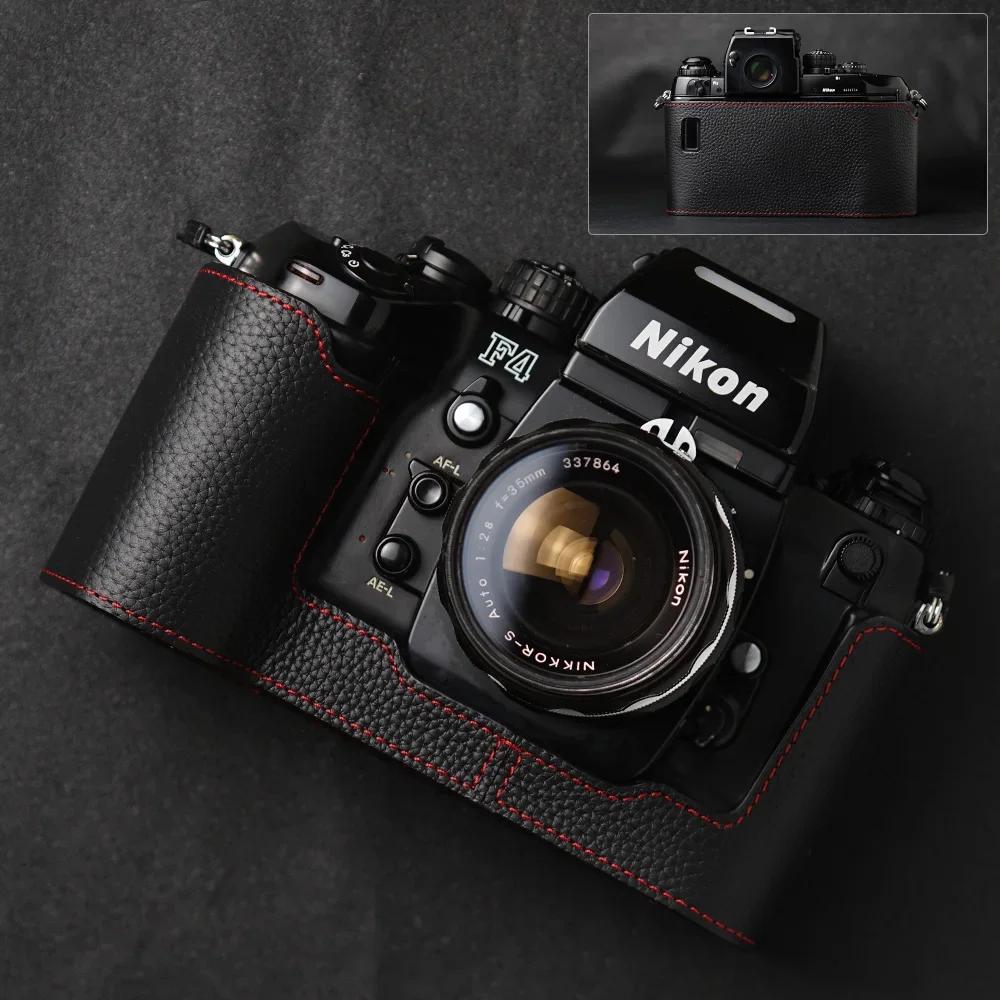 Genuine Real Leather Half Camera Case Bag Cover For Nikon F4 Case F3/F2/F/FM2/FM3A Case Camera Bag Photography Accessories