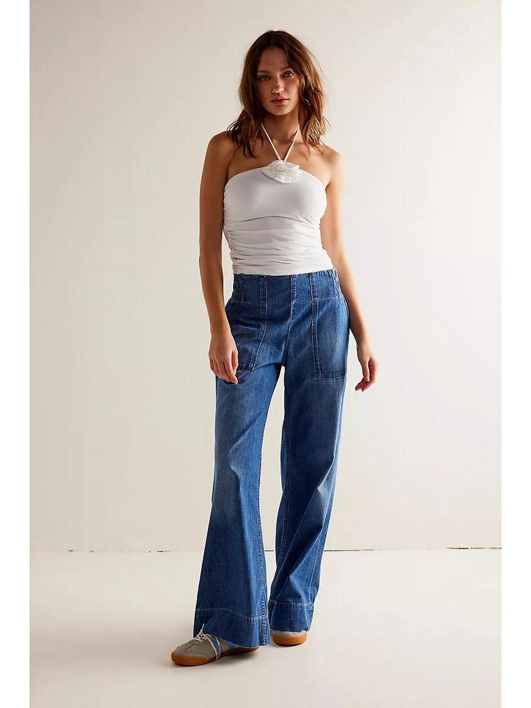 Jeans a zampa in denim da donna europei e americani - Dimagranti e vestibilità ampia