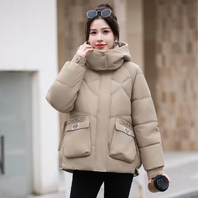 Thickened cotton jacket women's short loose ins Hong Kong style down cotton jacket student padded jacket new in 2025