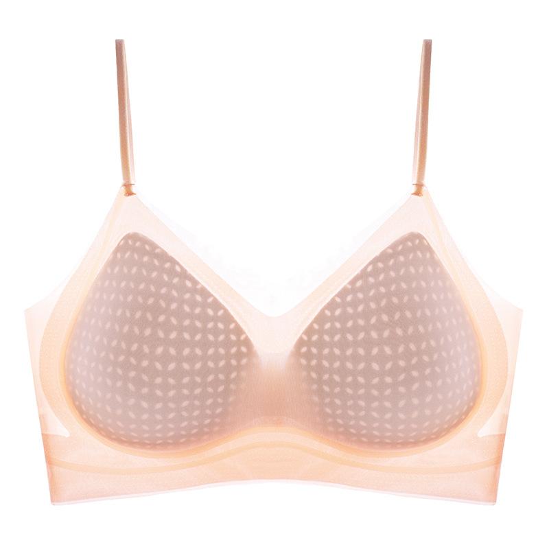 Ultra-thin summer thin styles gather, anti-sagging, sub-breasts bra, seamless ice silk back bra