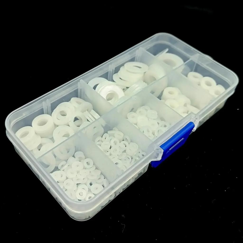 500 Pezzi M2 M2.5 M3 M4 M5 M6 M8 M10 Rondella Piana in Nylon Plastico Bianco Guarnizione Piana Vite Bullone Rondella Isolante Kit di Montaggio