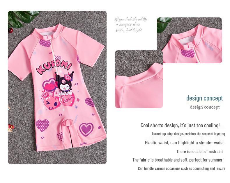 2025 Summer New Kids' Cartoon Swimsuit: Girls' One-Piece or Boys' Short-Sleeved Suit