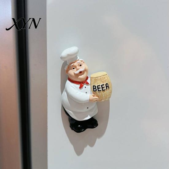 Decorative Fridge Magnet Cartoon Fat Chef Magnet, Hand-painted 3D Refrigerator Picture Photo Holder for Home Office Kitchen Decoration