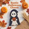 Halloween Wooden Table Decor Tabletop Decorative Plaque, Rustic Distressed Wood Art Sign, Cute Tiered Tray Decorations Ghost Patterns Design,