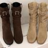 Vintage Fashion Western Cowboy Boots  Autumn Winter New High Long Booties Platform Thick Heel Street versatile Shoes