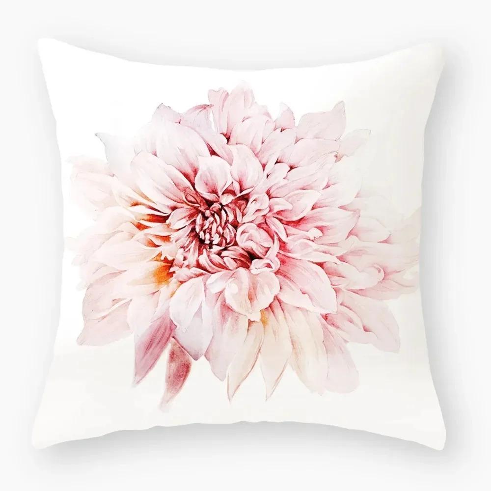 Flower Theme Print Decorative Pillow Cover Car Sofa Square Cushion Pillow Cover
