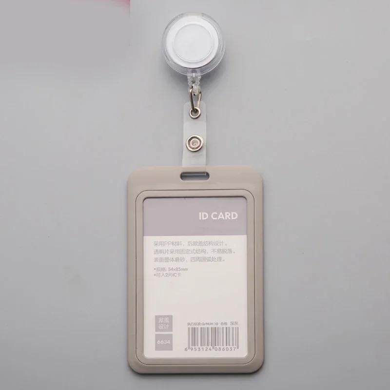 Women Man Credit Card Cover Case with Retractable Buttons Pouch Creative Transparent Nurse Badge Doctor ID Holder Clip Badge