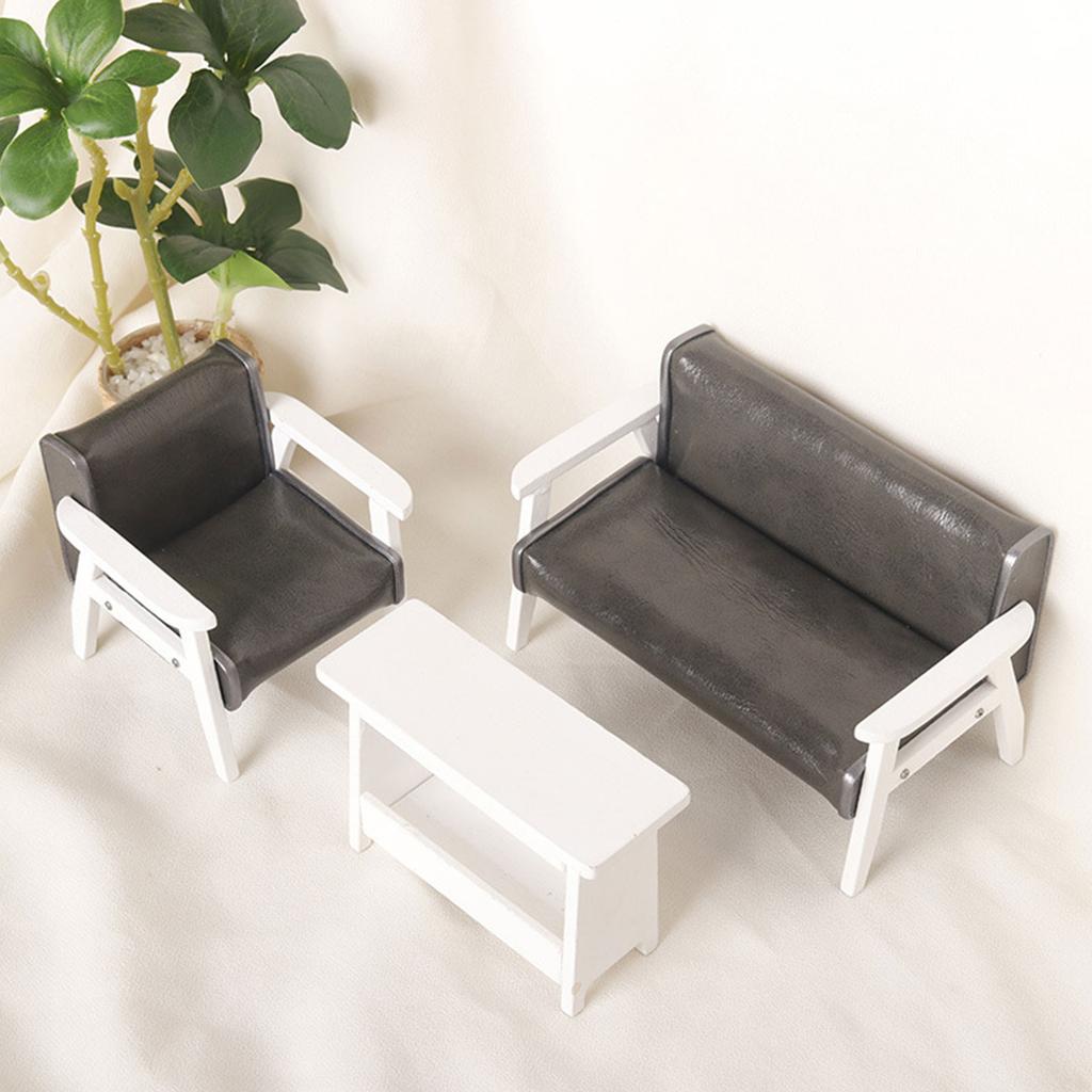 Miniature Leather Sofa Chair Model for Dollhouses Living Room Decoration 1 12 Scale Toy Accessories for Household Use