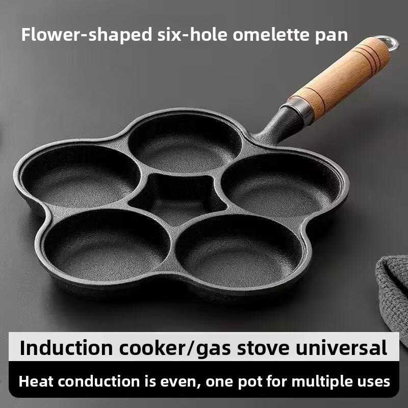 Cast Iron Hole Egg Pan Nonstick Breakfast Cooking Tool For Home Use