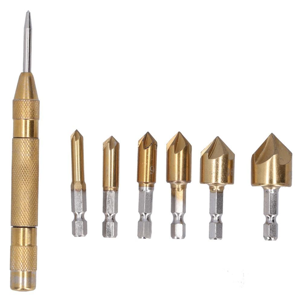 6pcs 90 Degree Countersink Drill Bit Set 5 Flute Chamfering Tool  Woodworking Drilling