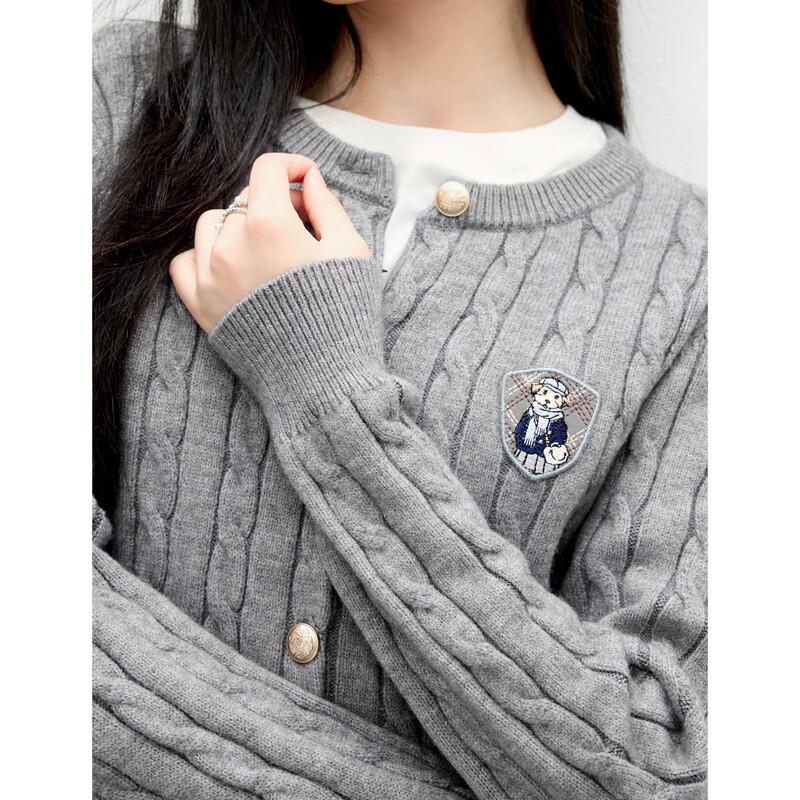 Qiusbuyi Women's Classic Fitted Round Neck Knit Cardigan