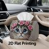 1pc, 2d Flat Printing, Tissue Box Cute Cat Crown Pattern Printed Tissue Box, Suitable for Kitchen, Living Room, Bedroom, and Car, Fashionable and Prac