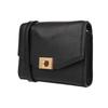 Michael Kors Cassie Solid Color Gold Buckle Flap Pebbled Leather Messenger Bag Women bags Black 35H8GT6C5L-BLACK