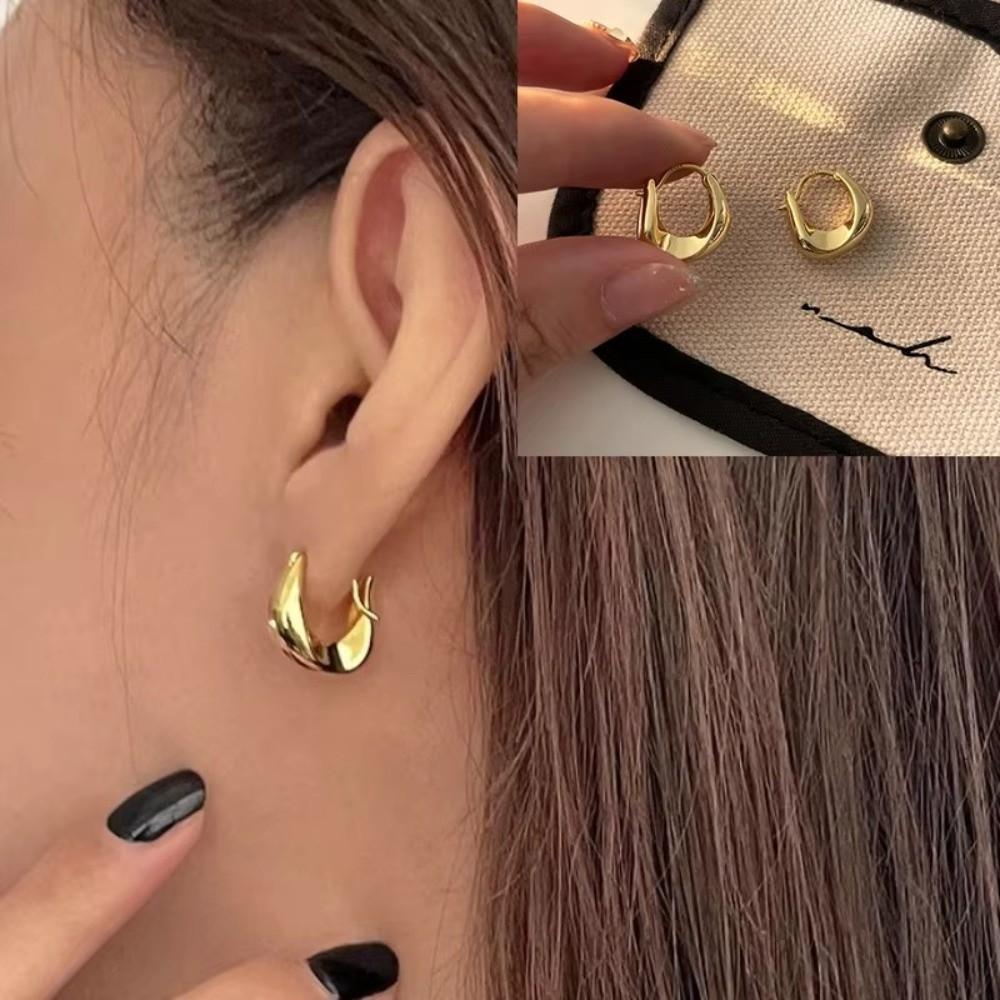 Versatile Chunky Hoop Earrings Simple Ear Pendant Vintage Drop Earrings  Women