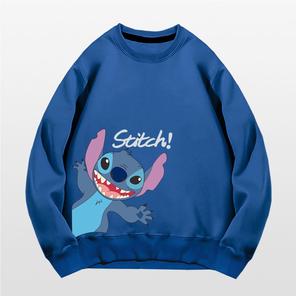 Stitch Crew Neck Sweater Men's and Women's Trendy Brand Autumn Animation Cute Couple Loose Shoulder Clothes