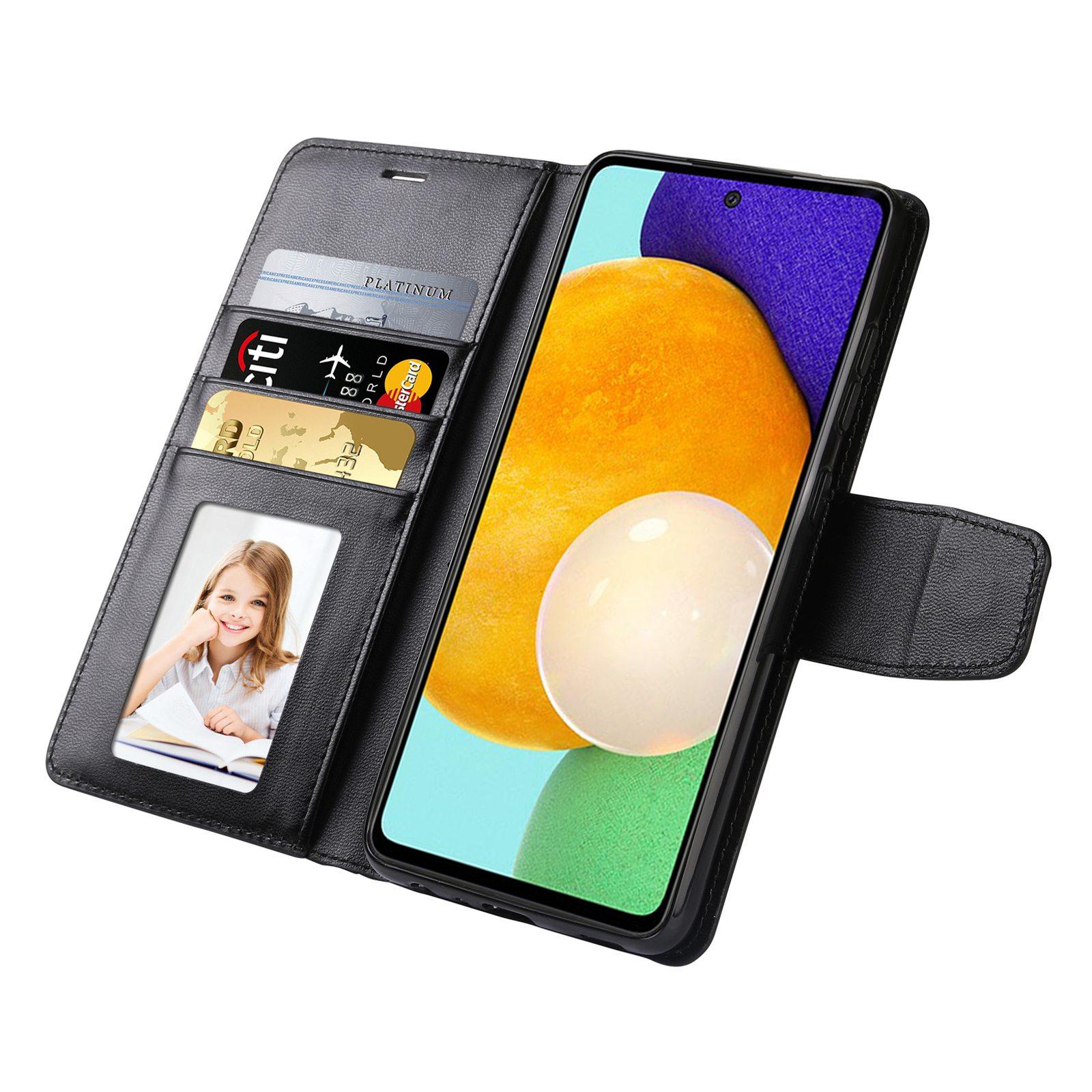 

HANMAN Mill Series for Samsung Galaxy A53 5G Magnetic Clasp Stand Case PU Leather Phone Wallet Anti-scratch Cover Black