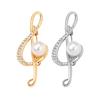 Musical Note Shape Brooch Pin, Imitation Pearl Rhinestones Inlaid Lapel Badge for Dress, Coat, Shawl, Gift for Mother, Wedding