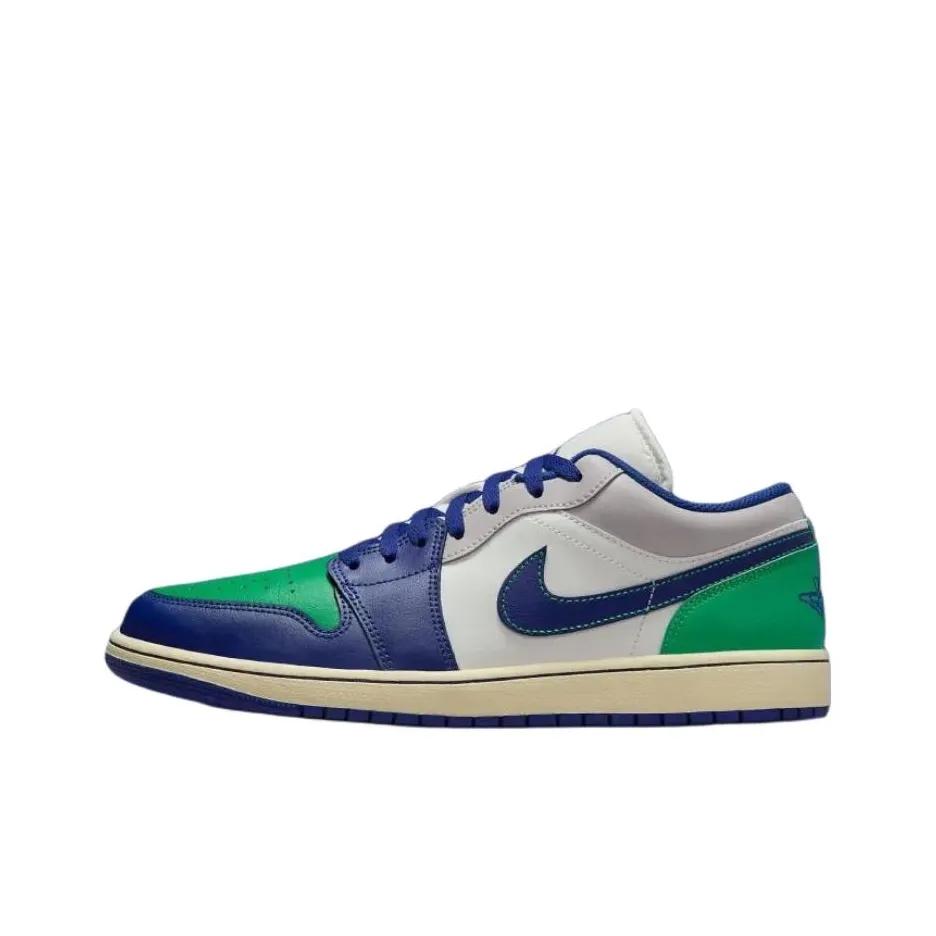 Jordan Air Jordan 1 Luna di Jiangjin, Borsa della Spesa Resistente all'Abrasione Scarpe da Basket Basse Vintage Unisex Bianco Verde 553558-147(Team1335-)