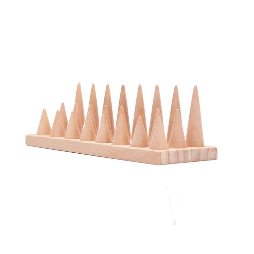 Decorative Wood Cone Ring Display Stand Retro Ring Storage Rack Crafts Bangle Storage Tray  Key