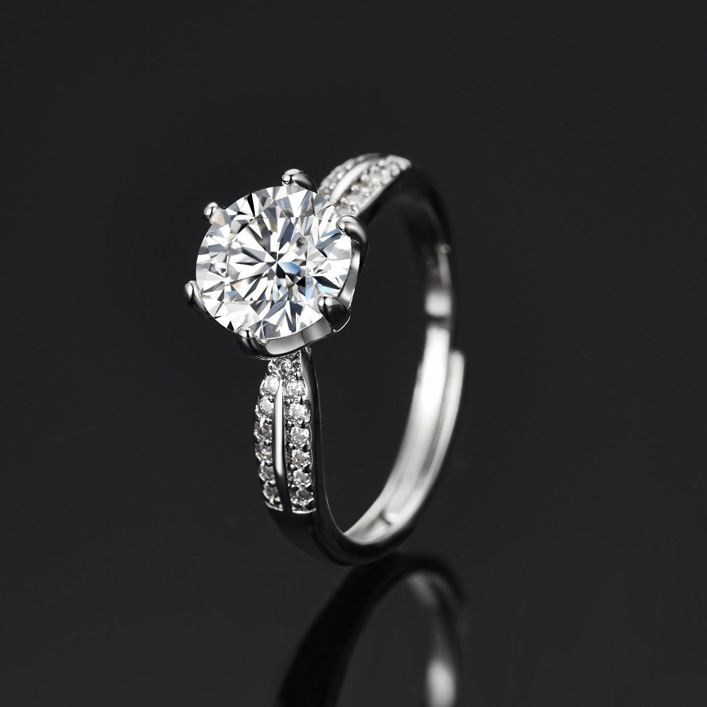 

Women s Starlight Queen Ring: Eight-Heart Eight-Arrow Design, 2-Carat Diamond, Light Luxury Six-Claw Adjustable Proposal Ring Adjustable Open Design