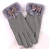 Plush Women Anti-cold Gloves Bow Windproof Finger Mittens For Gift Thickened Suede Gloves  Winter