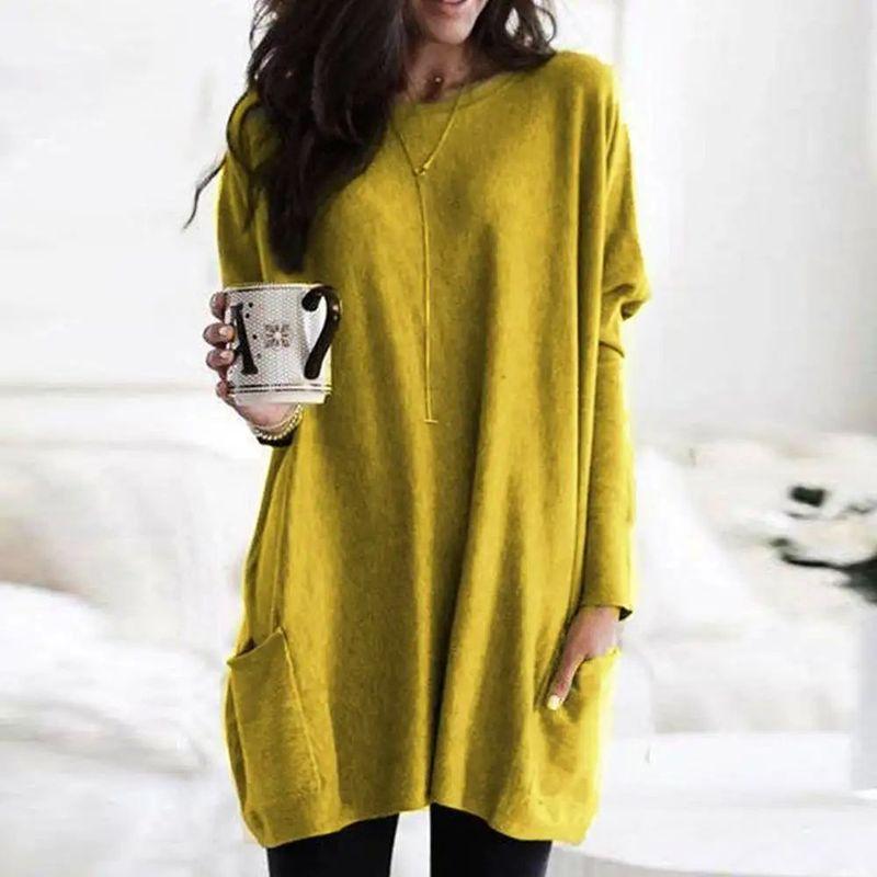 Long Sleeve Casual Pocket Pocket T-shirt T-shirt Top Long sleeve Casual Pocket T-shirt Top Women