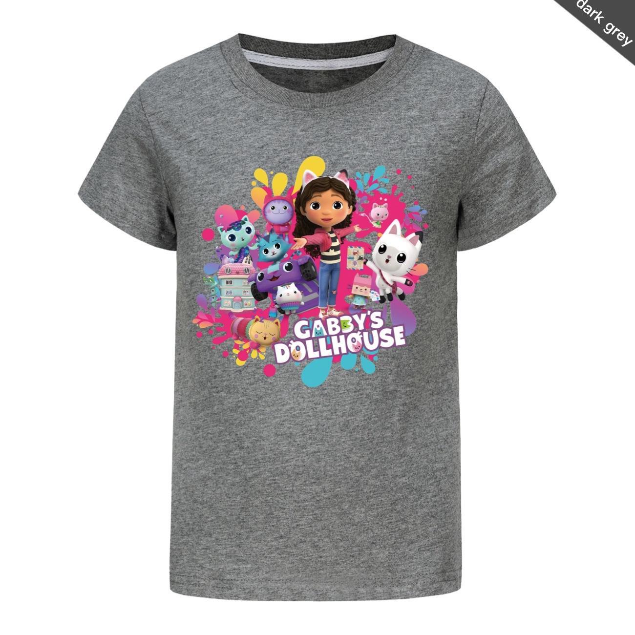 

Кавайная футболка для девочек Gabby Cats Футболки Детские 2025 Летняя футболка для мальчиков с коротким рукавом Детская одежда 100