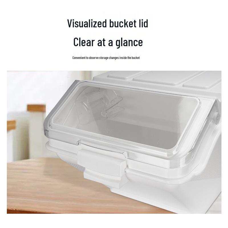 Large Food-Grade Rice Storage Bin, Insect & Moisture-Proof, with Partition, Durable PP Plastic, High Capacity.