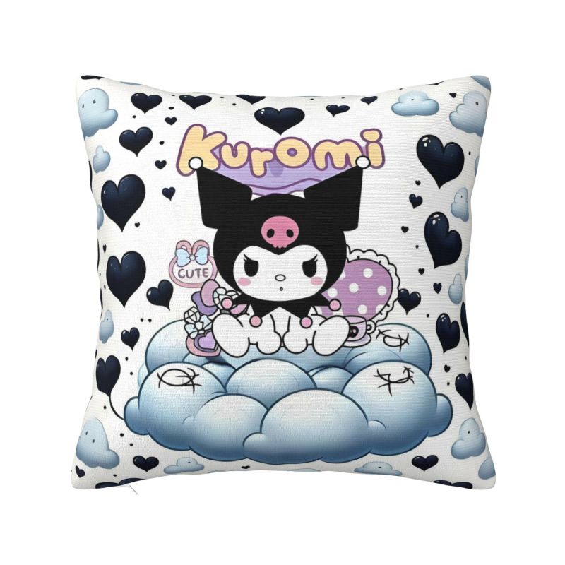 Custom Modern Cute Sanrio Kuromi Anime Cushion Cover Velvet Kawaii Cartoon Pillow Case Home Decor