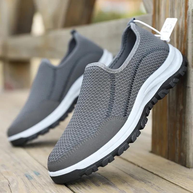 Men's Shoes Mesh Fly Woven Breathable Casual Sports Shoes Comfortable Lazy Slip on Shoes Casual Shoes Men Anti-Odor Shoes Male