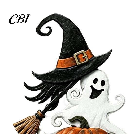 Metal Courtyard Ornaments Halloween Garden Stake, Witch Pumpkin Yard Rust-Proof Outdoor Retro Style Sign Decoration for Lawn Patio Porch Pathway, Gift