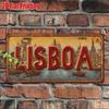 D Flatpc Vintage Metallschild Nur zur Dekoration Außenwandkunst (xcm) LISBOA Aluminiumschild Fahrzeugdekor Heimdekor