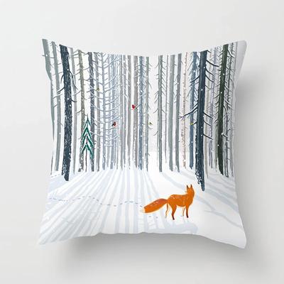 Cute Cartoon Fox Animal Print Pattern Cushion Cover Home Living Room Sofa Decor Square Polyester Throw Pillow  X