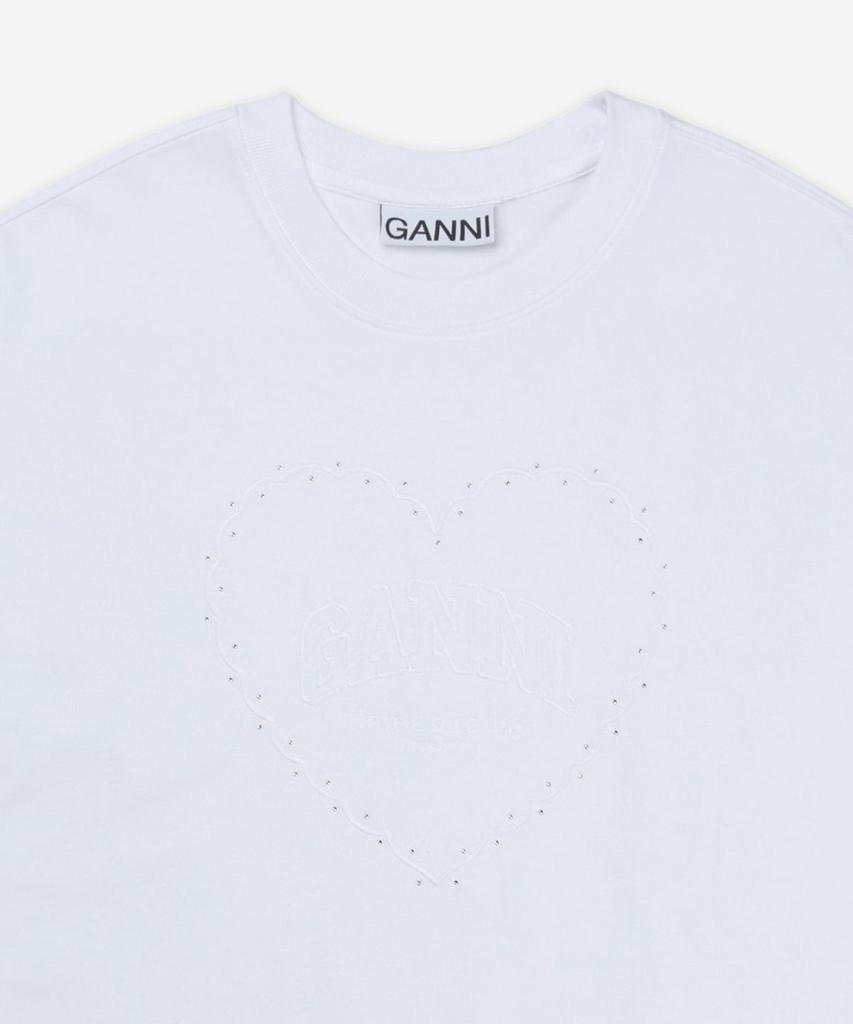 Gani Heavy Cotton Drop Shoulder Heart Short Sleeve T-Shirt - White / T4033151