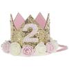 Baby Girl Sequin Number Flower Crown Headband Birthday Party Performing Headwear